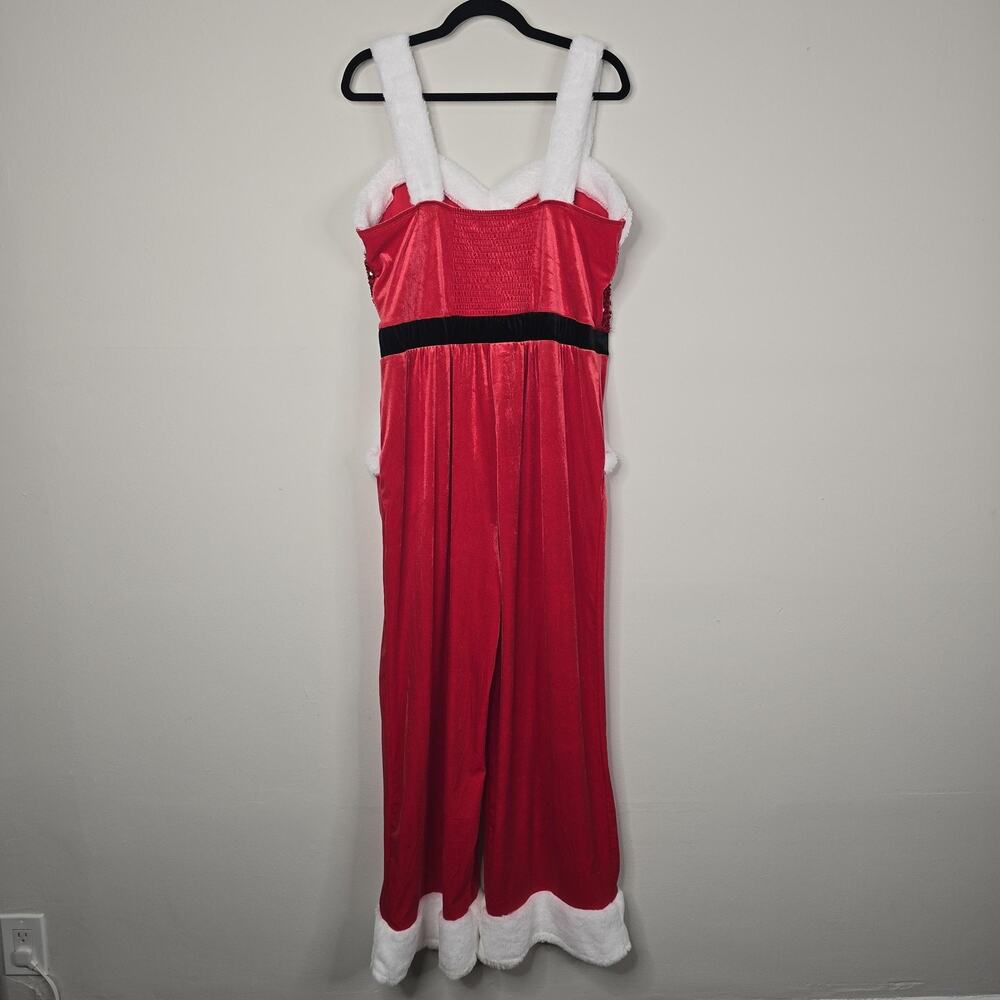 No Boundaries Santa Jumpsuit Juniors XL Red Sequin Faux Fur Holiday Christmas - Picture 2 of 6